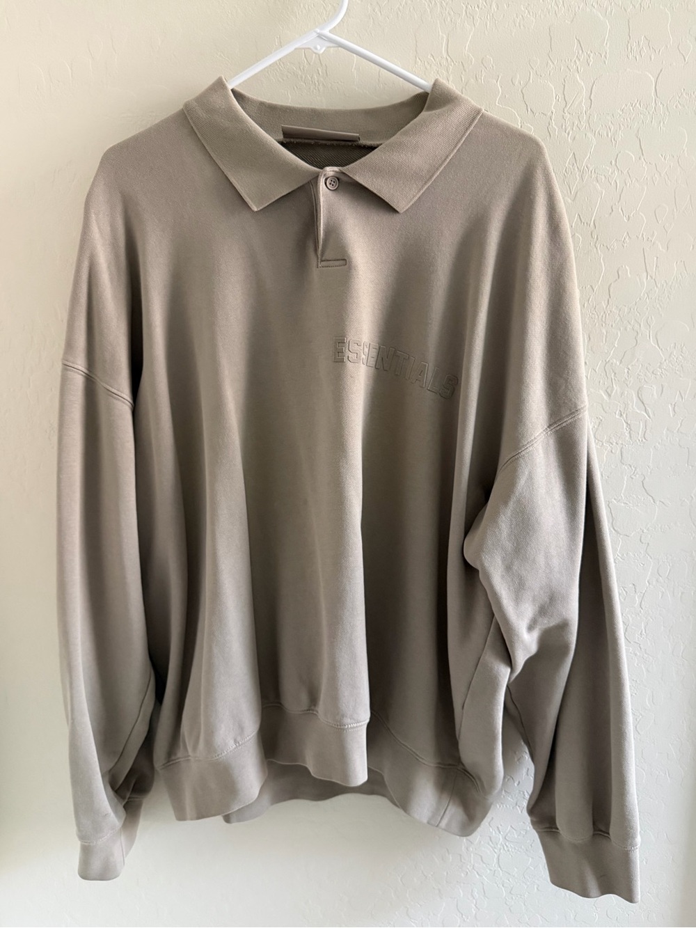 Essentials Gray Long Sleeve Polo Sz. L